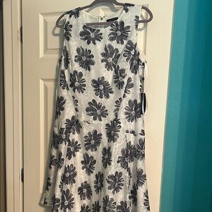 Tommy Hilfiger White and Blue A-Line Sleeveless Mini Dress